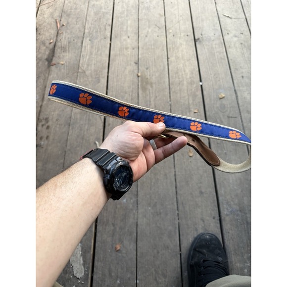 Clemson Tigers Paw Print Leather Belt Size 34 - Picture 1 of 4